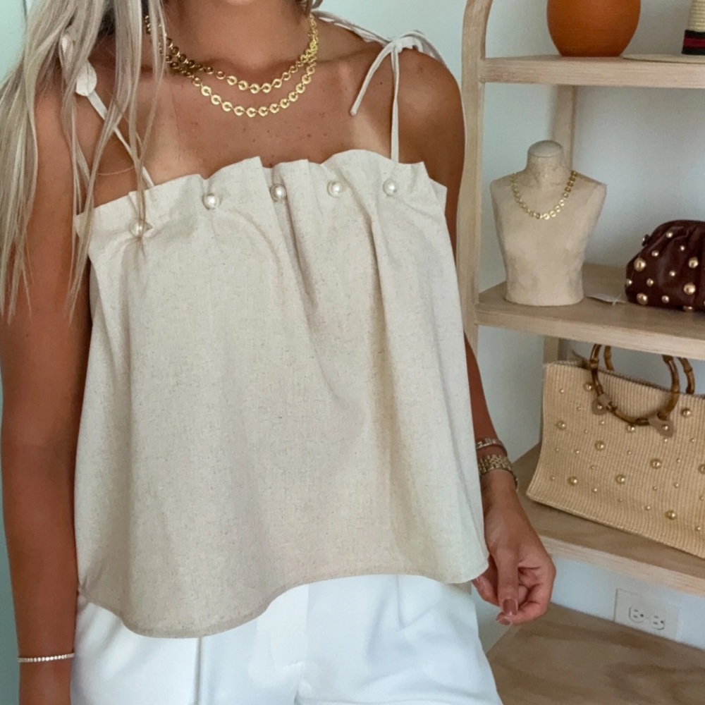 Elegant Cream Sleeveless Top